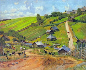 風景 Painting - ノヴゴロド県の村 1912年 コンスタンティン・ユオン計画 シーン 風景
